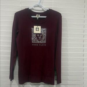 Anne Klein Deep Burgundy Long Sleeve Top
